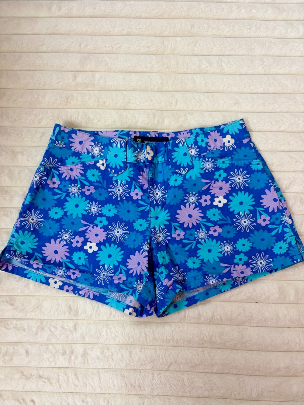 Blue Floral Women's Shorts - Lightweight Summer Fit